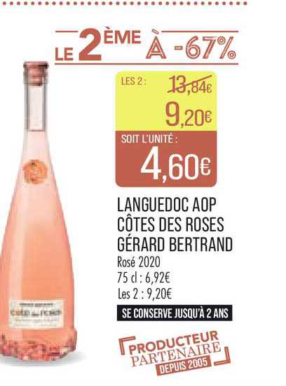 languedoc aop côtes des roses gérard bertrand rosé 2020