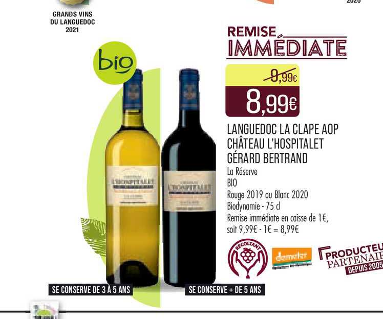 languedoc la clape aop château l'hospitalet gérard bertrand la réserve bio