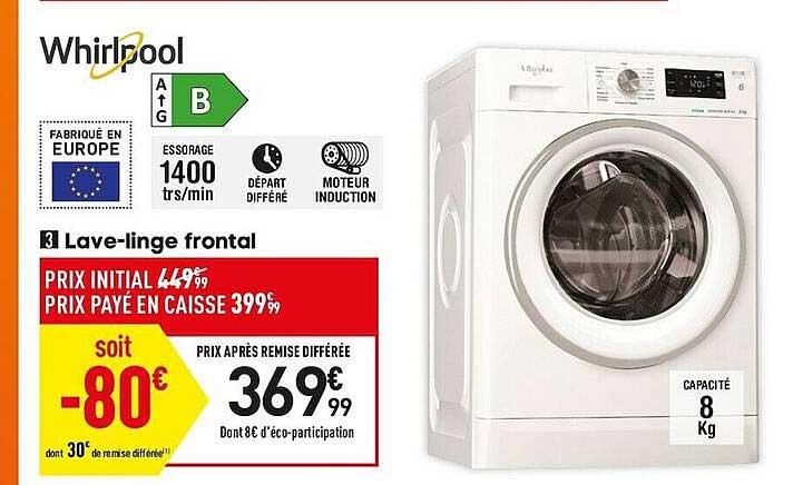 lave-linge frontal whirlpool