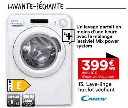 lave-linge hublot séchant candy