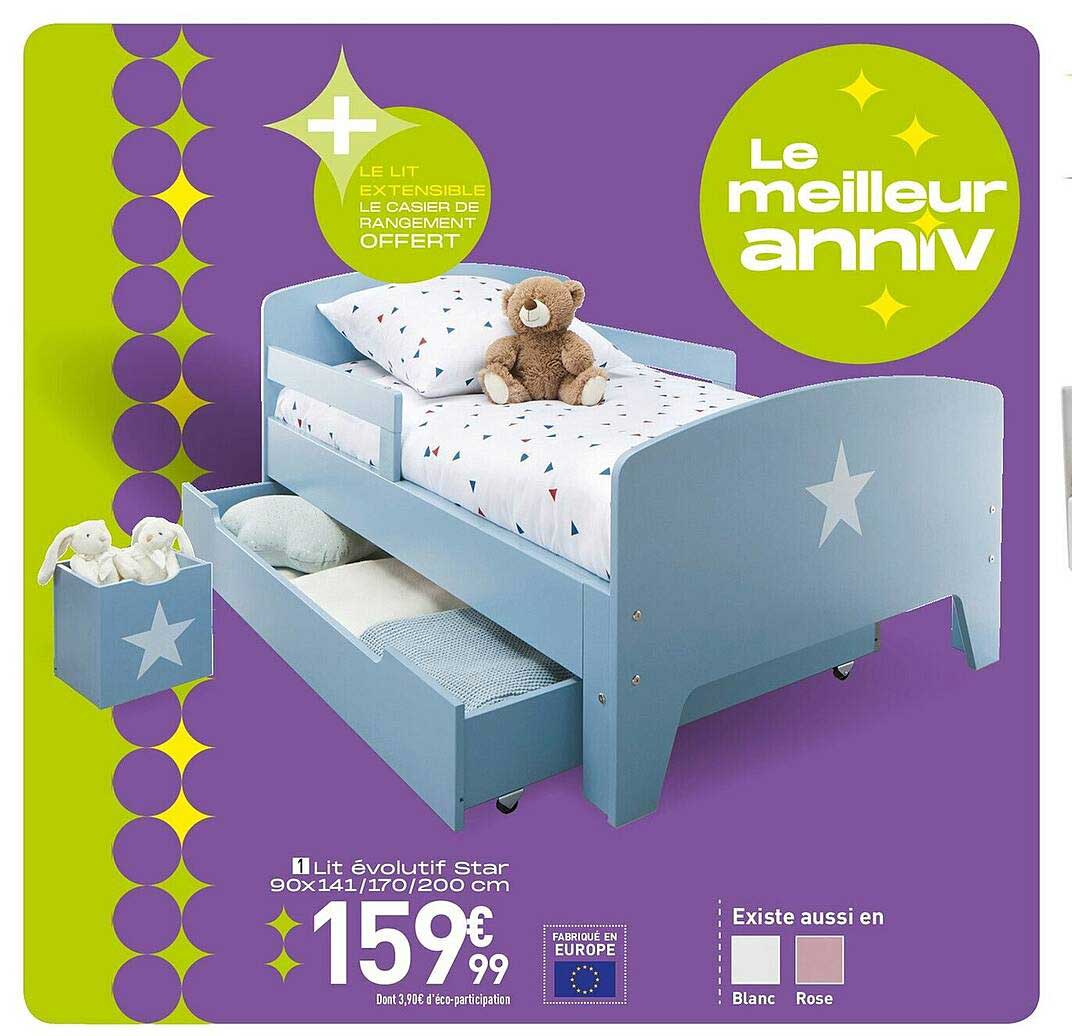 lit évolutif star 90 x 141 - 170-200 cm