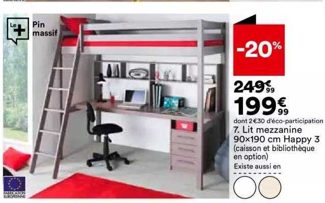 Lit Mezzanine 90 X 190 Cm Happy 3