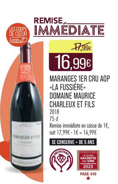 maranges 1er cru aop «la fussière» domaine maurice charleux et fils 2018