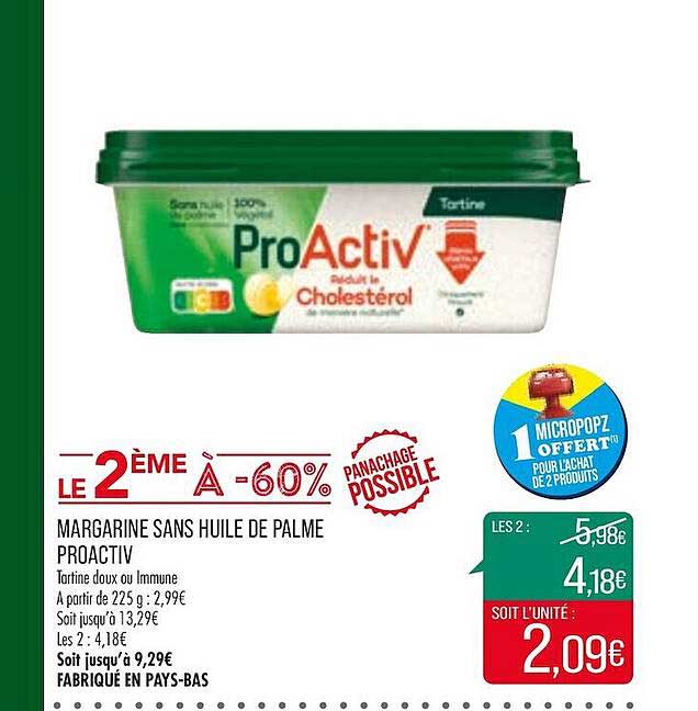margarine sans huile de palme proactiv
