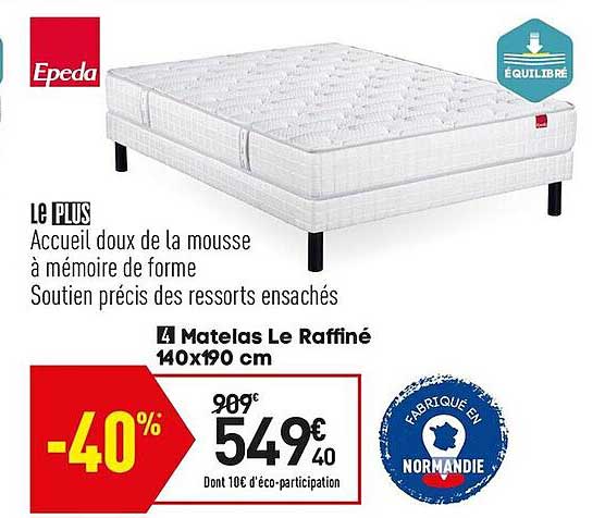 matelas le raffiné 140 x 190 cm epeda