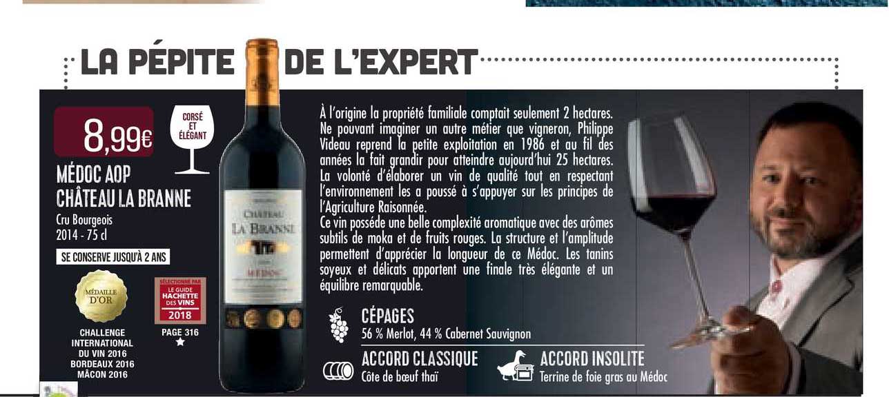 Médoc Aop Château La Branne Cru Bourgeois 2014