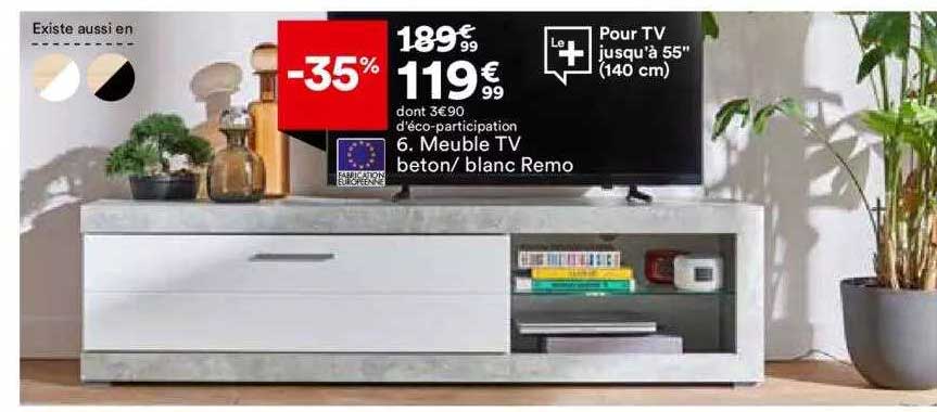 meuble tv beton - blanc remo