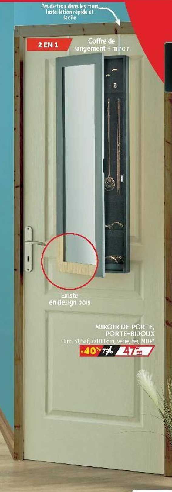 miroir de porte porte-bijoux