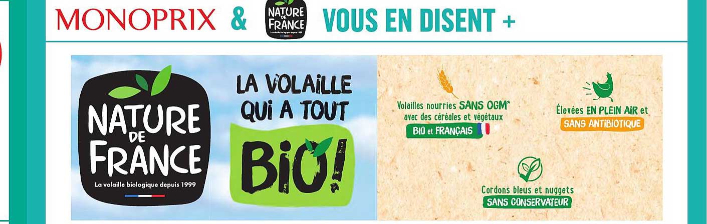 nature de france, la volaille qui a tout bio!