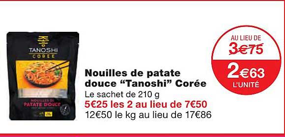 nouilles de patate douce "tanoshi" corée