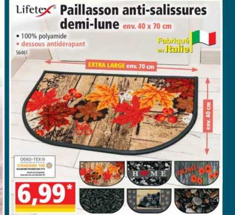 paillasson anti-salissures demi-lune lifetex