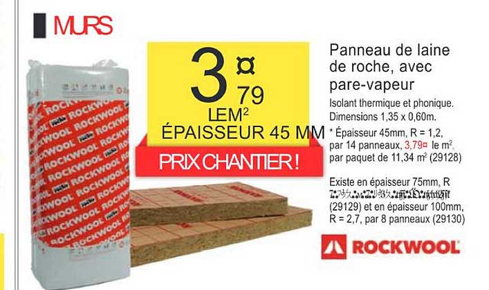 panneau de laine de roche avec pare-vapeur