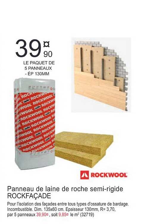 panneau de laine de roche semi-rigide rockfaçade rockwool