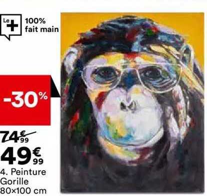 Peinture Gorille 80 X 100 Cm