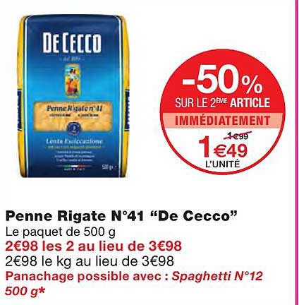 penne rigate n°41 "de cecco"