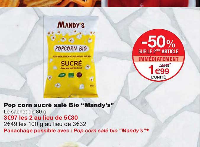 pop corn sucré salé bio "mandy's"