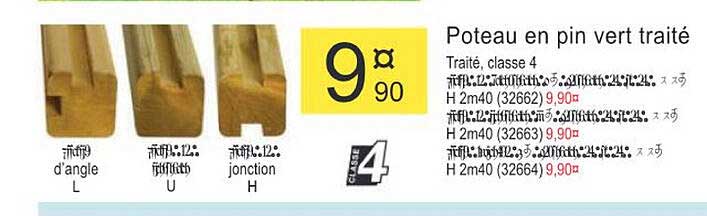 poteau en pin vert traité