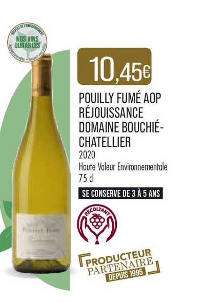 pouilly fumé aop réjouissance domaine bouchié-chatellier 2020