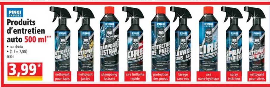 produits d'entretien auto 500 ml pingi expert