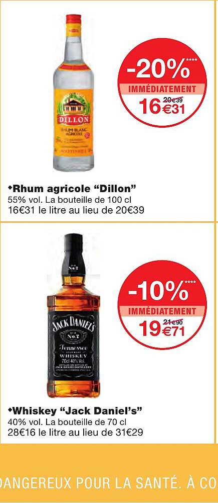 rhum agricole "dillon", whiskey "jack daniel's"