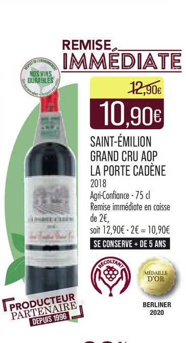 saint-émilion grand cru aop la porte cadène 2018