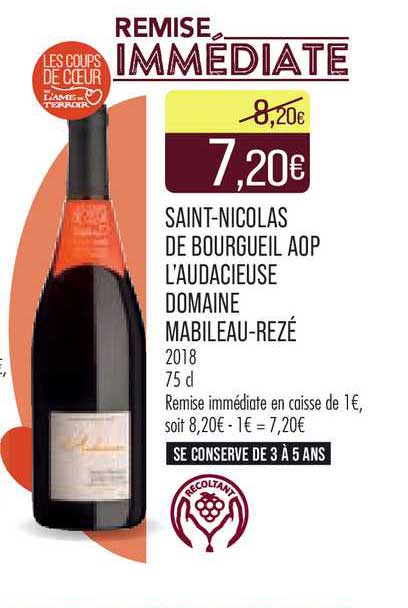 saint-nicolas de bourgueil aop l'audacieuse domaine mabileau-rezé 2018