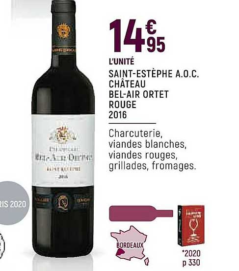 sainte-estèphe a.o.p. château bel-air ortet rouge 2016