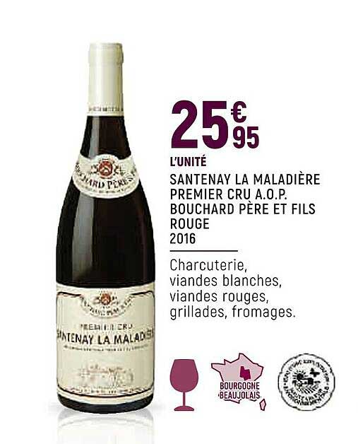 santenay la maladière premier cru a.o.p. bouchard père de fils rouge 2016