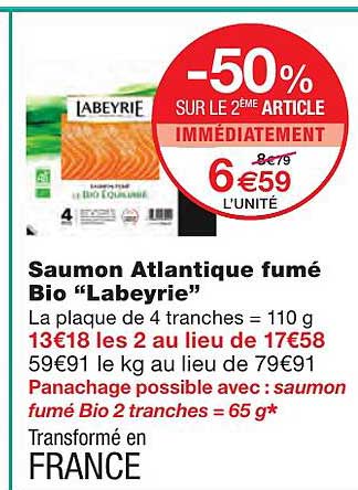 Saumon Atlantique Fumé Bio "labeyrie"