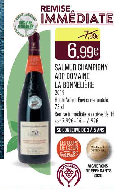 saumur champigny aop domaine la bonnelière 2019