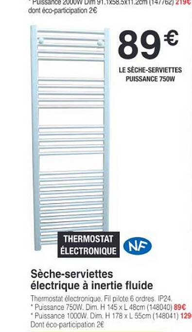 Sèche-serviettes électrique à Inertie Fluide