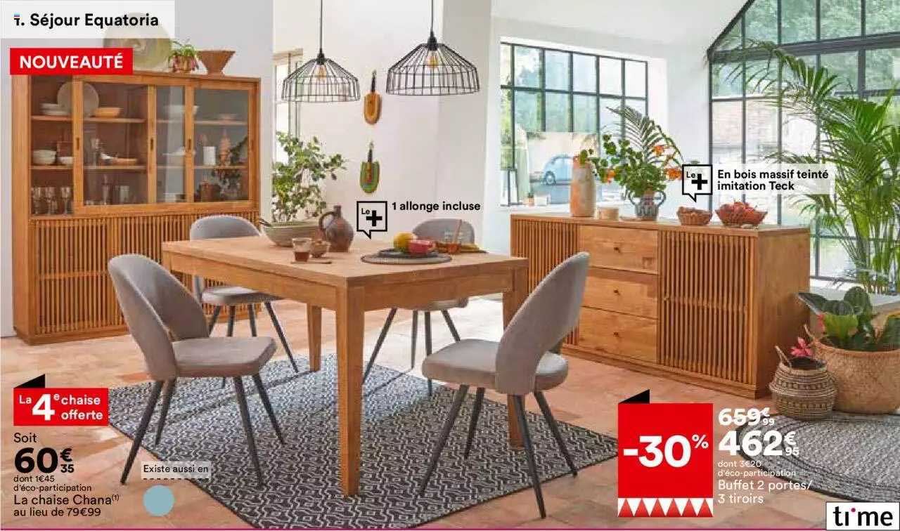 séjour equatoria : la chaise chana, buffet 2 portes - 3 tiroirs