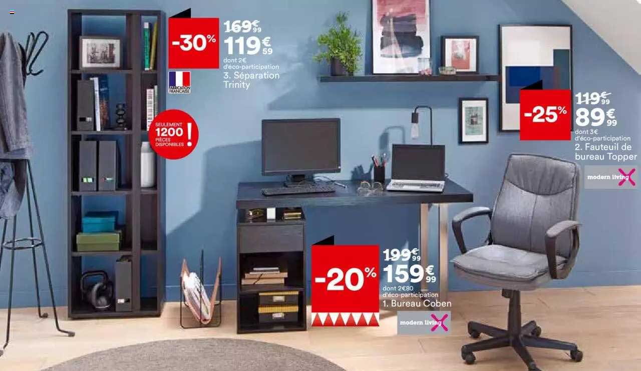 séparation trinity, bureau coben modern living, fauteuil de bureau topper modern living