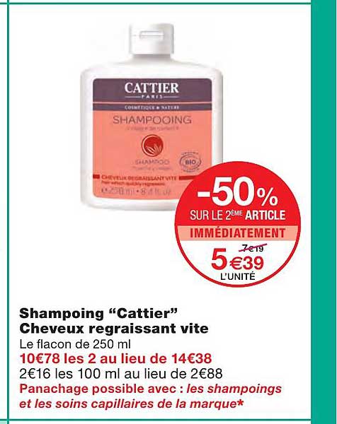 shampoing "cattier" cheveux regraissant vite