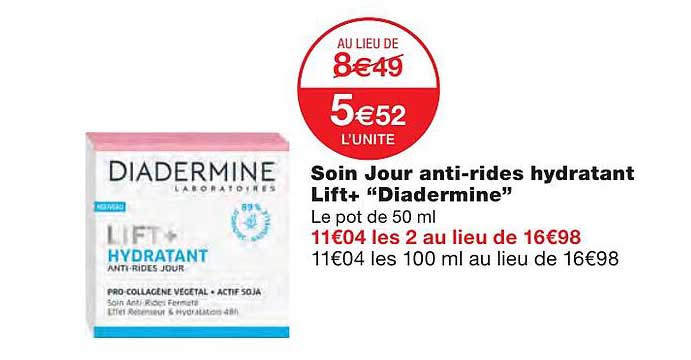 soin jour anti-rides hydratant lift+ "diadermine"