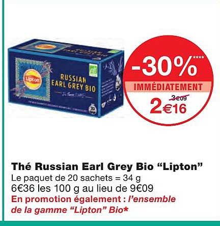 Thé Russian Earl Grey Bio "lipton"