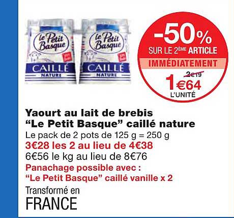 yaourt au lait de brebis "le petit basque" caillé nature