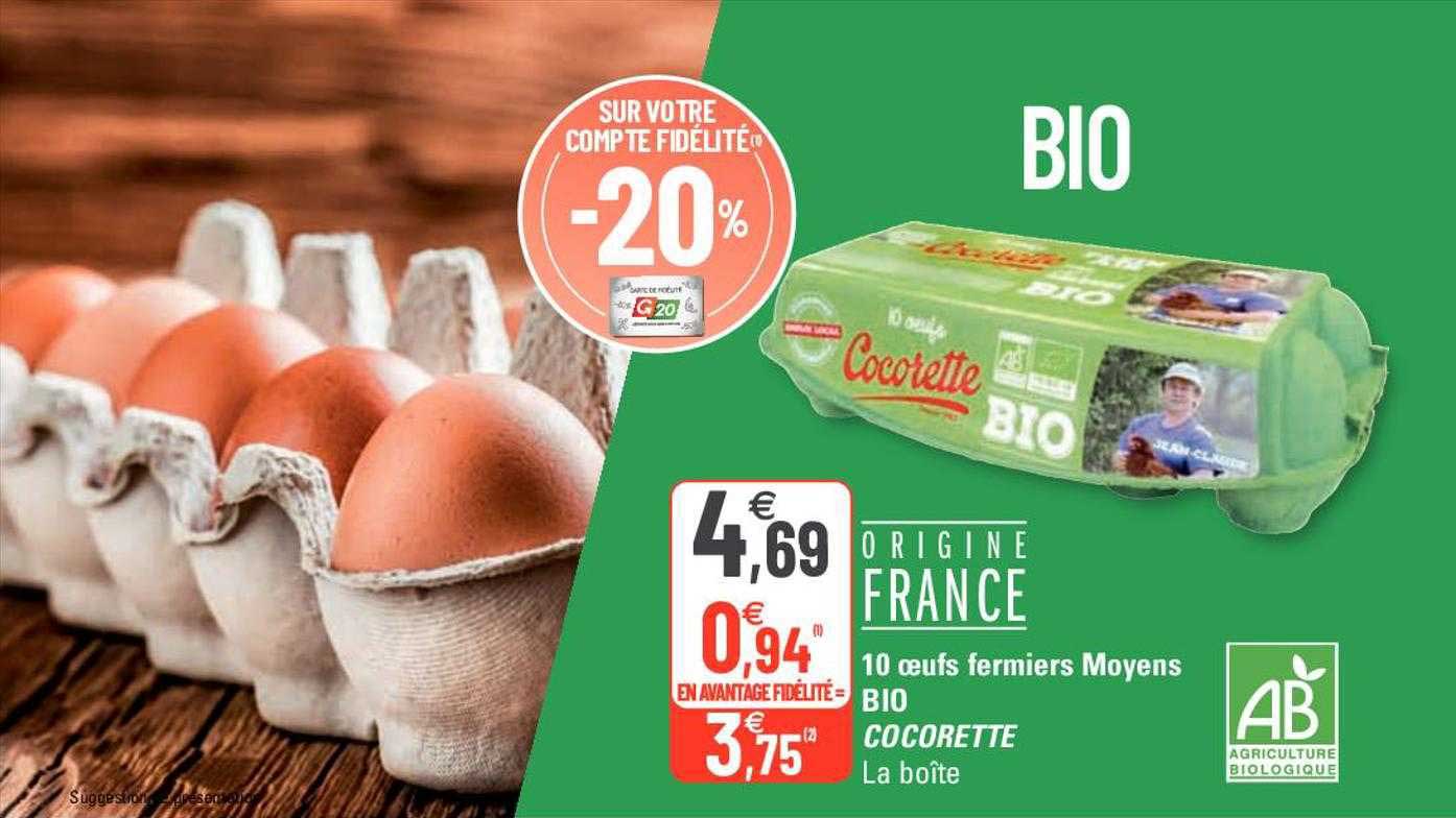 10 oeufs fermiers moyens bio cocorette