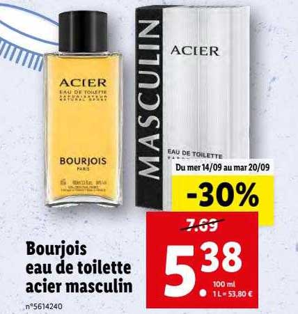 bourjois eau de toilette acier masculin