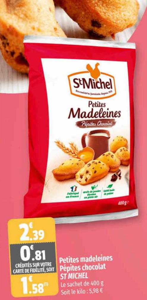 petites madeleines pépites chocolat st michel