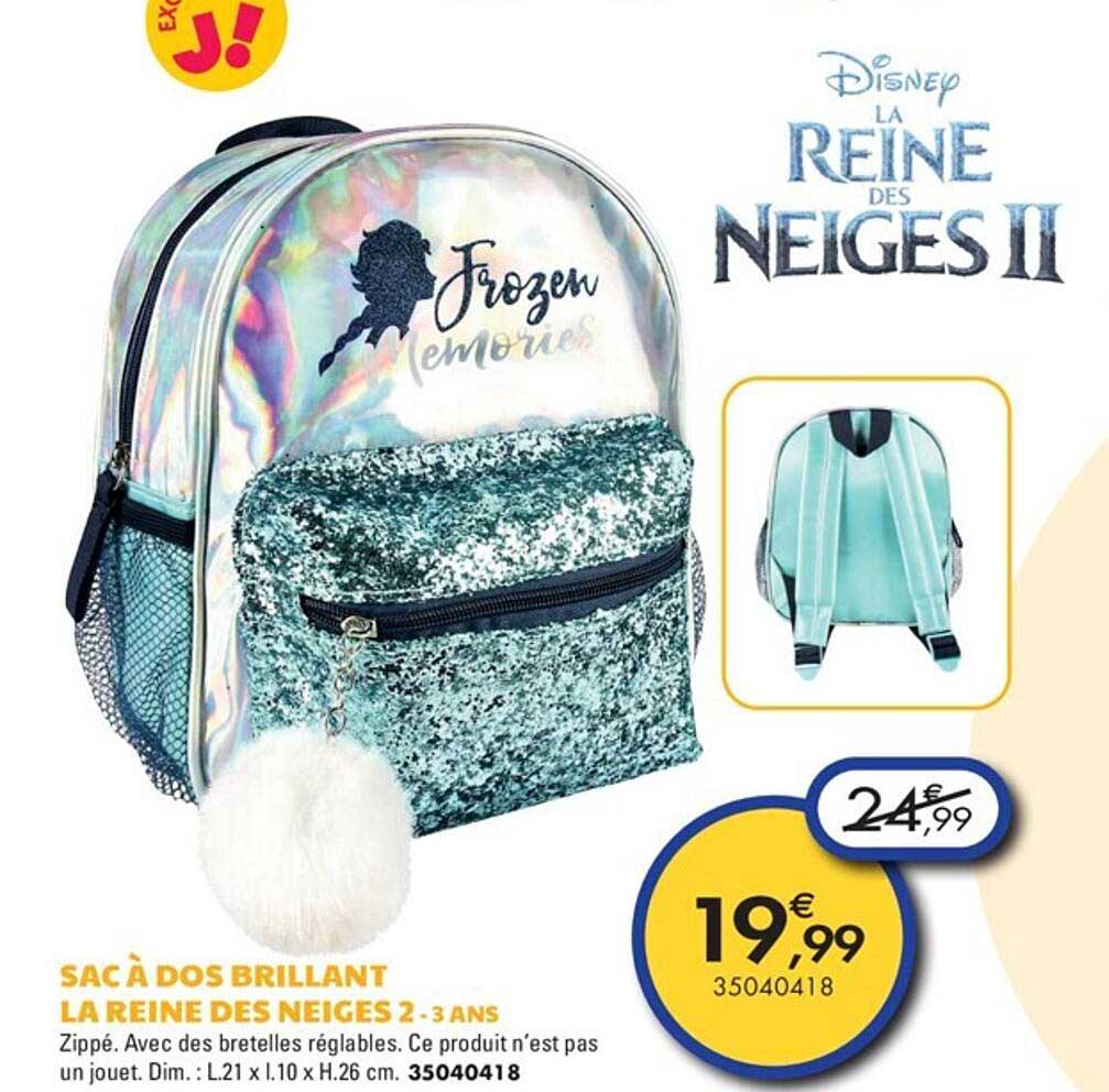 sac à dos brillant la reine des neiges 2 - 3 ans