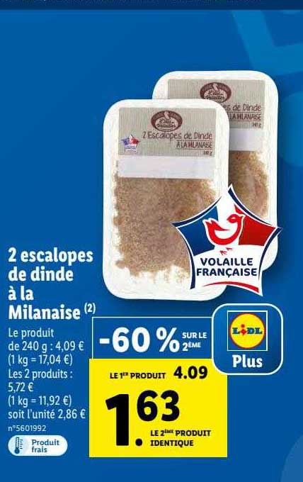 2 Escalopes De Dinde à La Milanaise