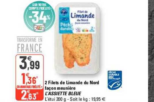 2 filets de limande du nord façon meunière l'assiette blueu