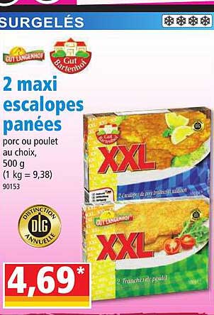 2 maxi escalopes panées gut bartenhof
