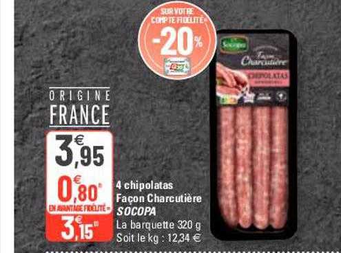 4 chipolatas façon charcutière socopa