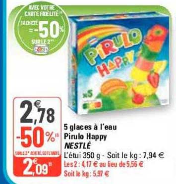 5 glaces à l'eau pirulo happy nestlé