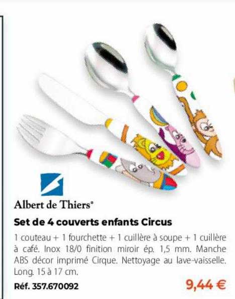 albert de thiers set de 4 couverts enfants circus