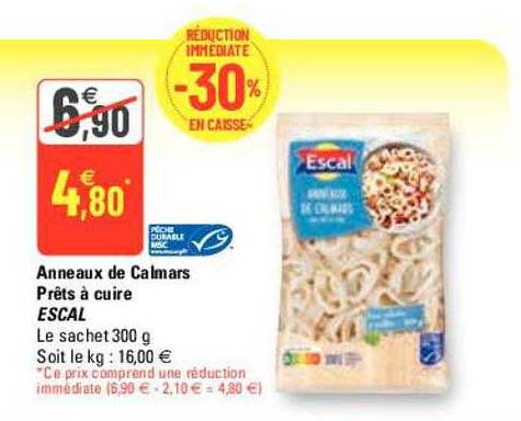 anneaux de calmars prêts à cuire escal