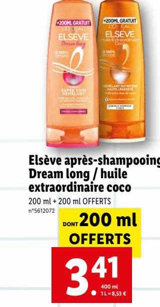 après-shampooing dream long-huile extraordinaire coco elsève