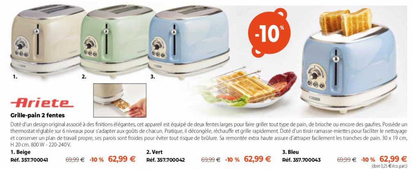 ariete grille-pain 2 fentes